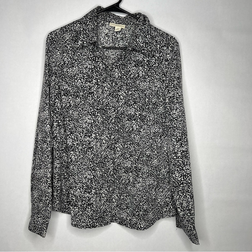Vintage Appleseeds Womens Long Sleeve‎ Polyester Shirt Black Gray NWOT Large